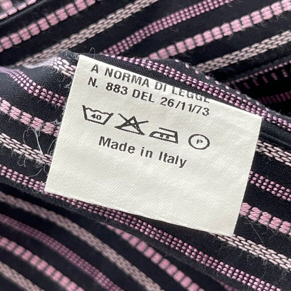 Everett Hall Dress Shirt Mens 43 17 Pink Black Striped French Cuff Made in Italy - Picture 7 of 16